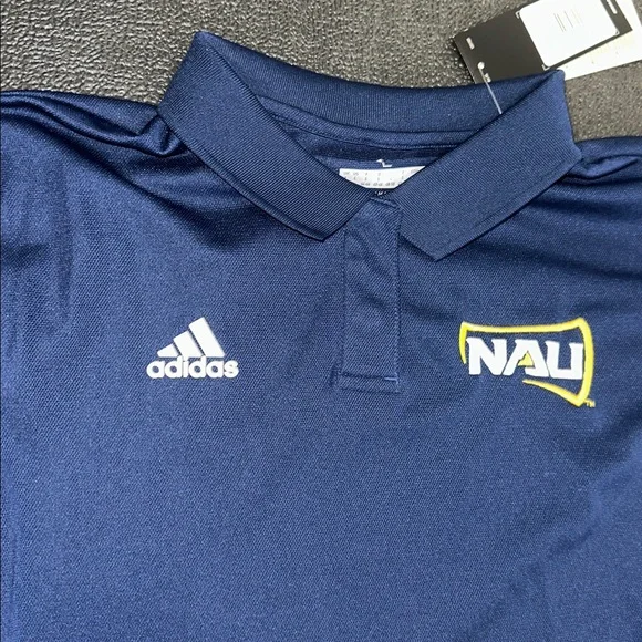 NWT Adidas women’s Blue Polo Shirt with NAU size Large - Picture 3 of 10